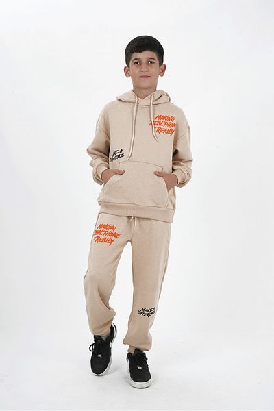 HayKids Σετ αθλητικής φόρμας με κουκούλα με κουκούλα για αγόρια με τρεις κλωστές