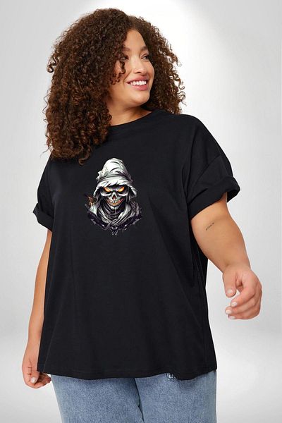 Angemiel تي شيرت أسود كبير الحجم للجنسين من Town Skull Ninja