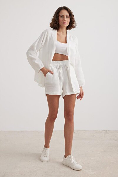 TENA Ecru Women's Muslin Shorts - Elastic Waist