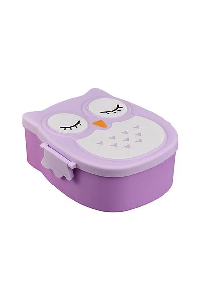 Choice 900ml 2 Purple Portable Owl Lunch Box Cartoon Microwave Food-safe Plastic Food Picnic Container Box