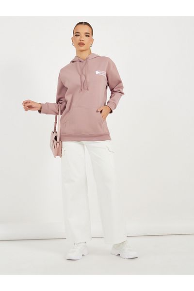 Styli Regular Fit Longline  Slogan Hoodie