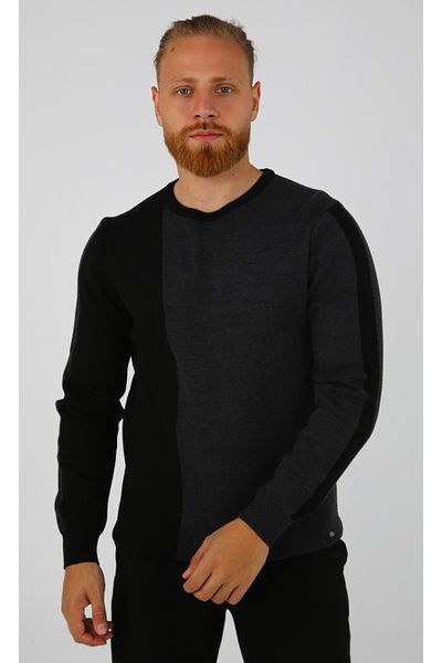 DAKSEL Pulover pentru bărbați, cu mânecă lungă, cu model, confortabil, negru, tricotaj