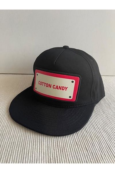 CosmoOutlet Cotton Candy Slogan Unisex Black Color Hip Hop Cap with Removable Bench Logo