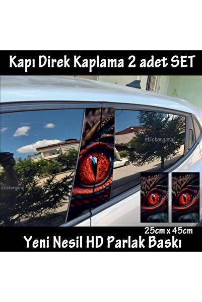 Automod yılan ejderha göz folyo - 2adet yan kapı direk kaplama sticker yapıştrma