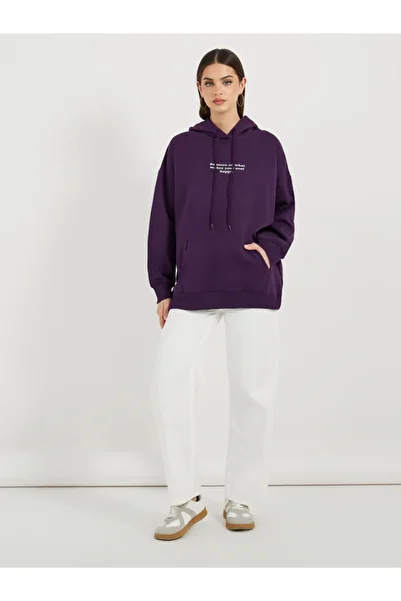 Styli Oversized Longline  Slogan Hoodie