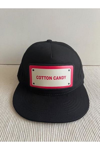 CosmoOutlet Cotton Candy Slogan Unisex Black Color Hip Hop Cap with Removable Bench Logo