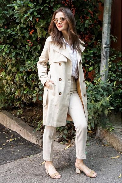 PASTELASTORE 100% Cotton Gabardine Midi (95cm) Lined Belted Women's Trench Coat 1113
