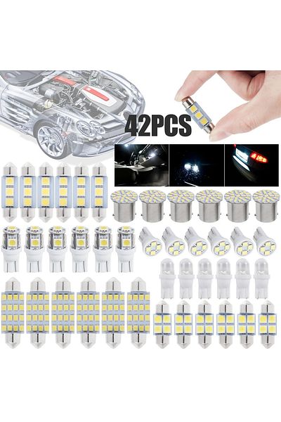 Choice 42 قطعة 42 قطعة من مصابيح LED الداخلية للسيارة T10 6000k SMD LED بديلة للوحة الترخيص/لمبات القراءة X