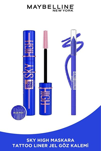 Maybelline New York Lash Sensational Sky High Blue Mist Maskara & Tattoo Line...
