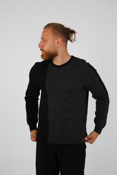 DAKSEL Pulover pentru bărbați, cu mânecă lungă, cu model, confortabil, negru, tricotaj