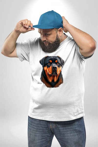 Angemiel تي شيرت Rottweiler A Secere - أبيض مقاس كبير أساسي للجنسين