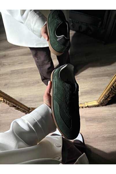 Eataly Shoes Green Suede Γυναικεία Αθλητικά Παπούτσια - Δερμάτινα με κορδόνια