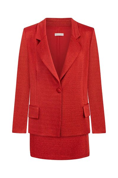 AQUELLA Petra Glitter Red Jacket-Skirt Set