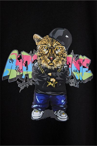 Bad Bear Youze تي شيرت أسود مطبوع للأطفال