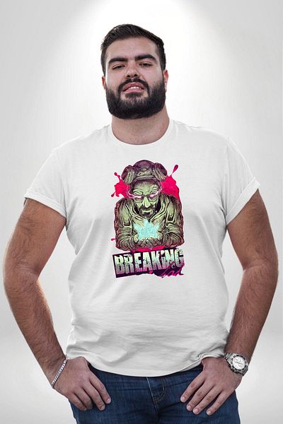 Angemiel تي شيرت أساسي أبيض مقاس كبير للجنسين من Breaking Bad - مطبوع من الأمام