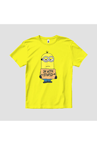 Built By Crazy Minion Im With Stupid Unisex Çocuk Tişört