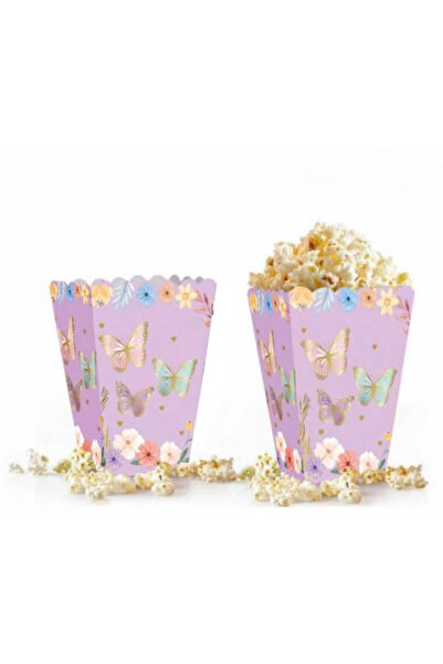 Partifabrik Cutie de porumb cu tematică Macaron Butterfly Liliac 8 buc