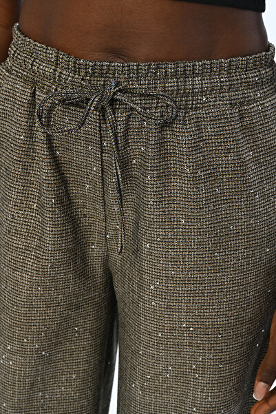 Orfeo Negro KADIN BELİ LASTİKLİ BOL PAÇA PUL İŞLEMELİ PANTOLON