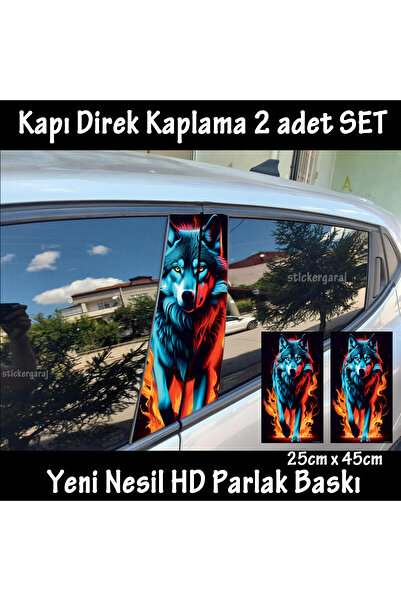 Automod renkli kurt folyo - 2adet yan kapı direk kaplama sticker yapıştrma