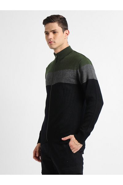 Dennis Lingo By Styli Color Block Slim Fit Cardigan