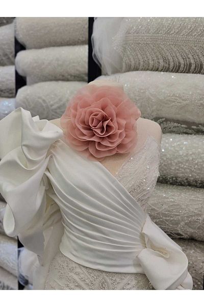 Esteks Dantel ve Tekstil Aksesuarları 20 εκ. Καρφίτσα Rose Flower - Καρφίτσα γιακά, Ύφασμα ΤΟΥΛ