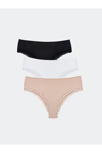 LC Waikiki Chiloți brazilian cu dantelă LCW, pachet de 3