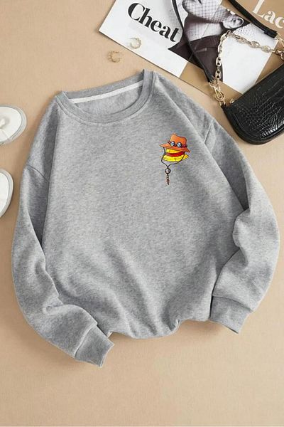 Massgai Унисекс суитчър с аниме шарки One Piece Oversize - Суитшърт с качулка с кръгло деколте
