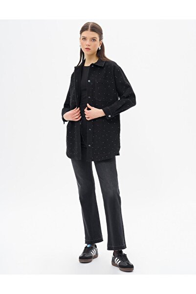 Kayra Cămașă neagră din denim - KA-A24-11018