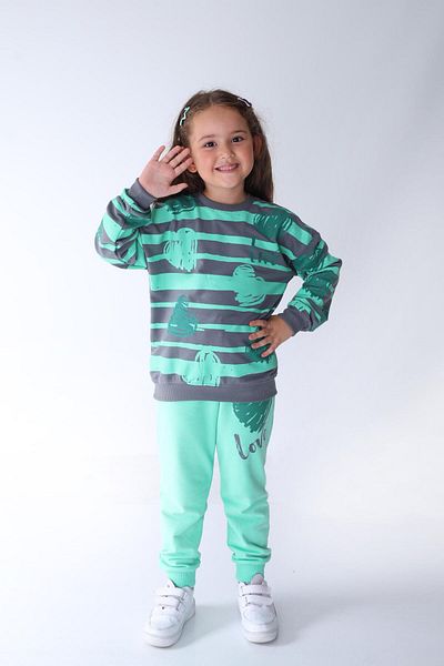 stella kids Heart & Love Print Girl's Suit (100% Cotton)