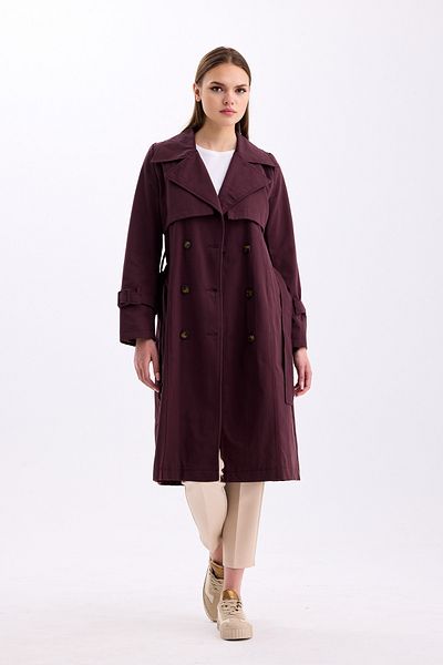 PASTELASTORE 100% Cotton Gabardine Long (110cm) Lined Belted Women's Trench Coat 1111
