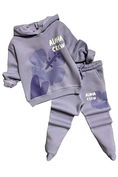 Riccotarz Σετ φόρμας για κορίτσια Aloha Crew Digital Print με κουκούλα λιλά