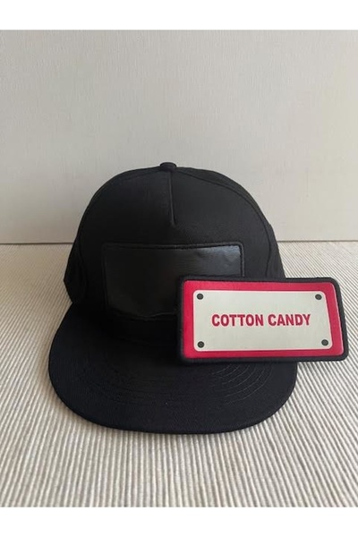 CosmoOutlet Cotton Candy Slogan Unisex Black Color Hip Hop Cap with Removable Bench Logo