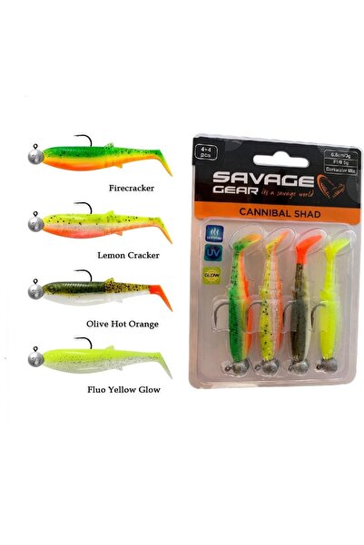 Genel Markalar Cannibal Shad 6.8cm 3gr 5gr Dark Water 4adet Hazır Silikon Yem...