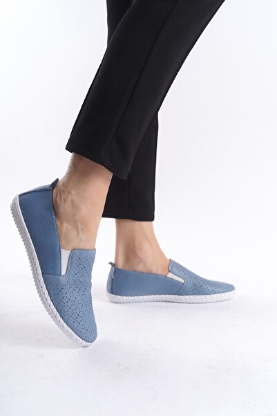 CZ London Kadın Hakiki Deri Dikişli Babet Tam Kalıp Düz Taban Günlük Ayakkabı