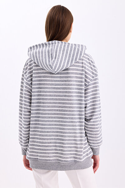 PASTELASTORE Γκρι ριγέ πλεκτό φούτερ oversize