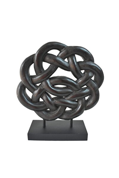 Virago Home Décor Örgü Motifli Siyah Ahşap Dekoratif Obje