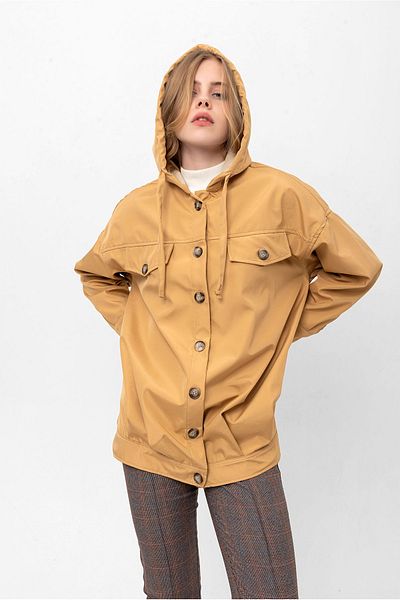 PASTELASTORE Trench midi largi, hidrofug, cu glugă 2114