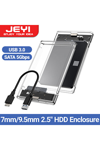 JEYI Micro b to USB A 2.5'' Tool-Free External HDD Enclosure - USB 3.0 to SATA III, Transparent Cool