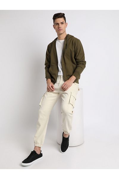 Dennis Lingo By Styli Solid Hooded Sweatshirt with Zip Closure