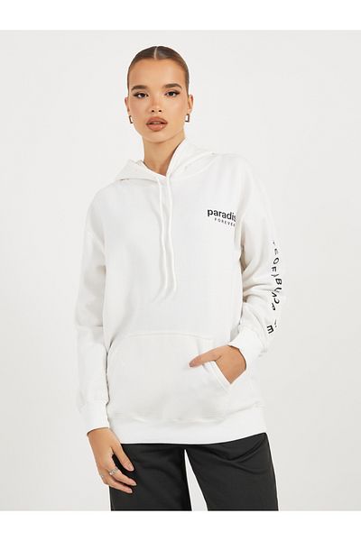 Styli Regular Fit Longline Slogan Hoodie