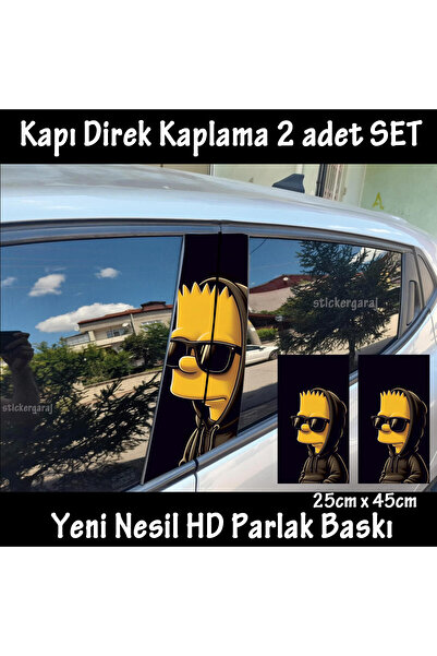 Automod çizgi film gözlüklü folyo - 2adet yan kapı direk kaplama sticker yapı...