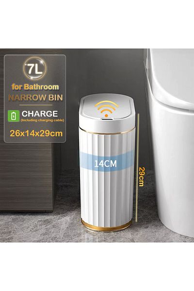 Choice 7L gold charge 7/9L Automatic Sensor Trash Can Fashionable Roman Striped Bathroom Toilet Smart Trash