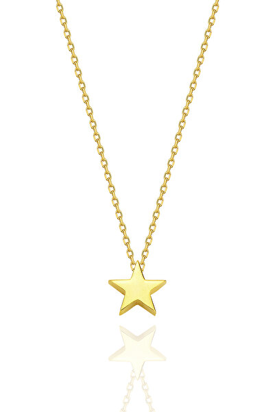 KAR DİAMOND 14 Ayar Altın Zincirli Minik Yıldız Kolye - Sertifikalı Işıklı Ku...