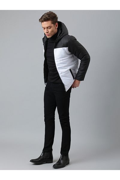 Dennis Lingo By Styli Color Block Hooded Puffer Jacket