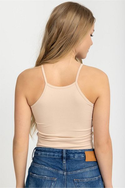 BAYKAR Γυναικείο Halter Neck Thin Straps Crop Μπλούζα Χρώμα δέρματος