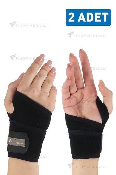 Flexy Medical 2 Pcs Adjustable Hand Wrist Bandage - Carpal Tunnel, Wrist Pain, Sprain, Hardness & Sports Wrist