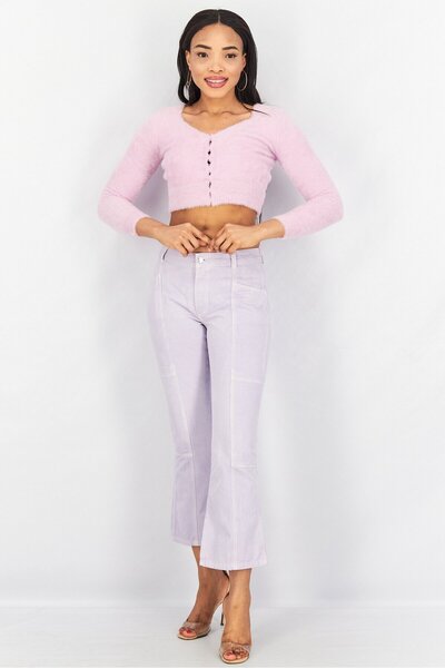 Asos Design Women Regular Fit Washed Non Stretchable Denim Jeans, Lilac