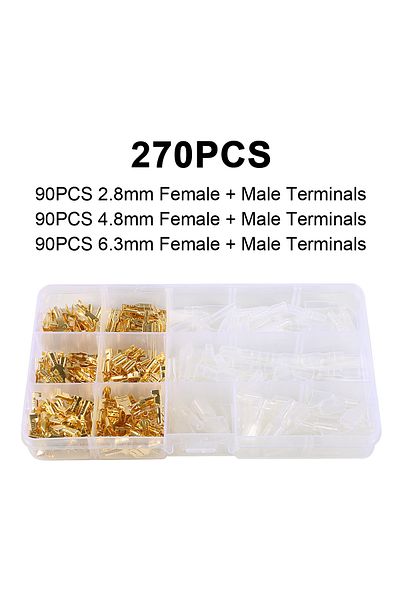 AOKIN 270pcs 270pcs Box Insulated Male Female Wire Connector 2.8/4.8/6.3mm Electrical Crimp Terminals Term