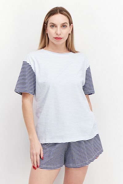 Nautica Women Stripe Short Sleeves Pajama Set, Blue Combo