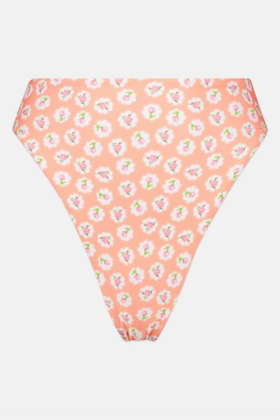 Asos Design Women Floral Print Bikini Bottom, Peach Combo